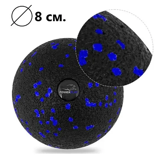 Набір для масажу та йоги PowerPlay PP_4093 EPP (3 м'ячики + валик масажер 15*5,3 см) Blue + гумка 7,5 кг (PP_4093_Blue) - фото 5
