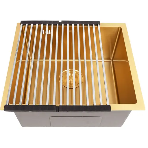 Золотая кухонная мойка Nett NG-5045 из нержавейки 50 см под столешницу 1.5 мм - фото 7