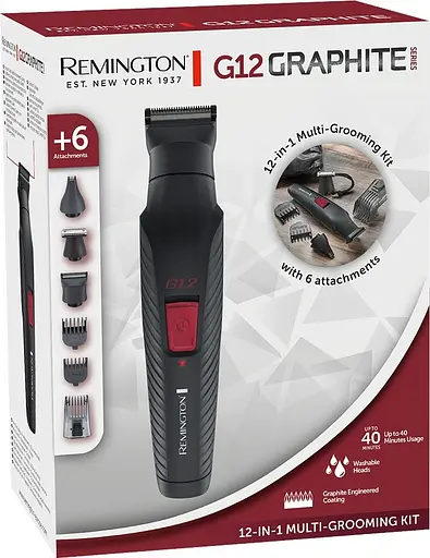 Набір для стрижки Remington Graphite, для голови, вусів, бороди, носа і тіла, акум., насадок-6, чорний - фото 7