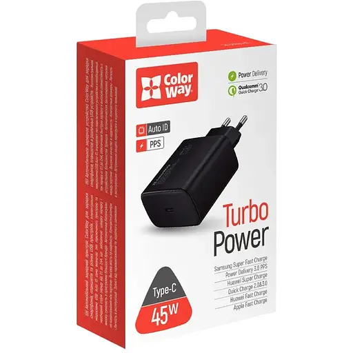 Зарядний пристрій ColorWay Power Delivery Port PPS USB Type-C (45W)