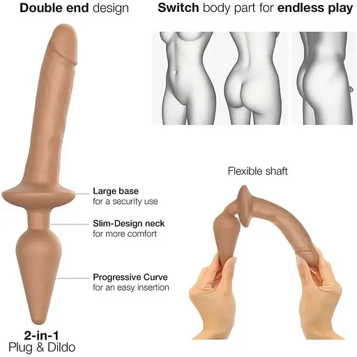 Анальна пробка з дилдо 2 в 1 Strap-On-Me Switch Plug-In Realistic Dildo Caramel S діаметр 3.3/2.9 см - фото 2