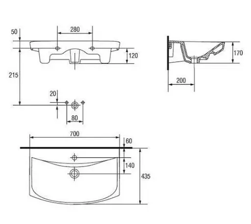 Умивальник меблевий Cersanit Carina 70 см з отвором Білий K31-007 30412 - фото 4