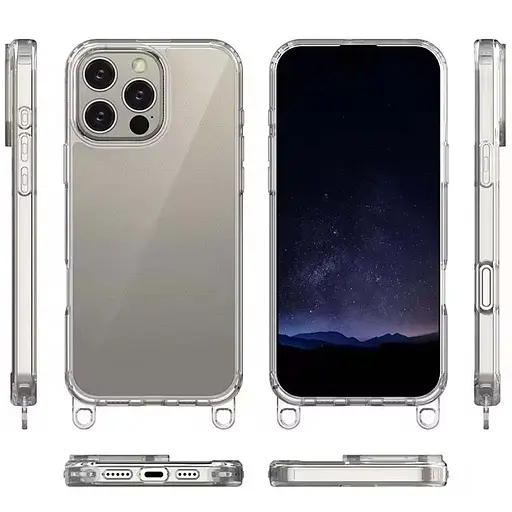 Чехол TPU Transparent with Straps для Apple iPhone 14 Pro 6.1 Красный/Белый - фото 3