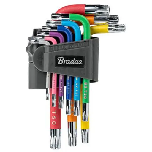 Набір ключів Bradas TORX, TX 10-50 9 шт короткі (DIY-HKT42-SH/B) - фото 1