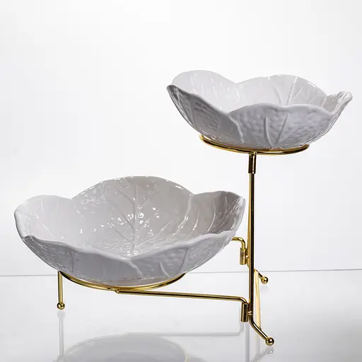 Фруктовниця порцелянова Yiwu на 2 яруси 35 х 25 х 26 см C251 - фото 2