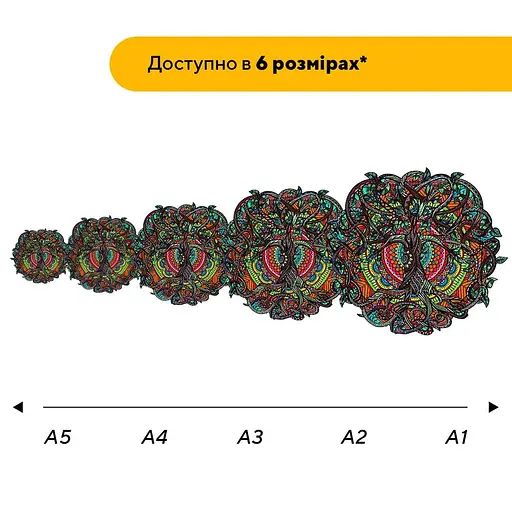 Пазл деревяний Дерево Життя, А5, Картонна коробка 35 елементів - фото 2