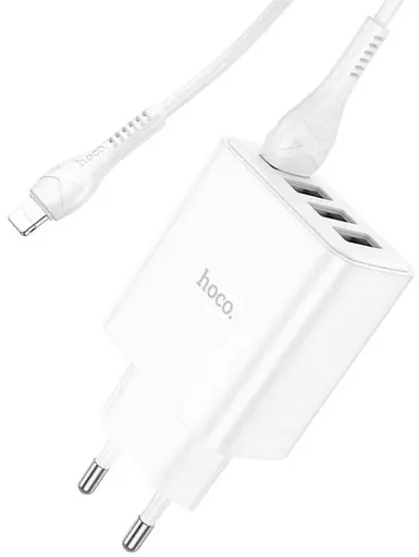 Зарядний пристрій Hoco C102A 4 порти USB виходу з кабелем Lightning - фото 3