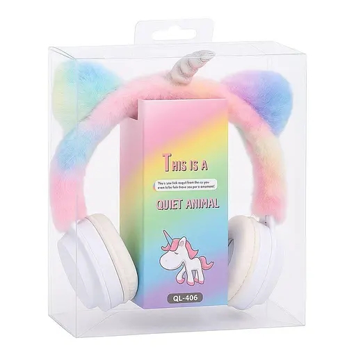 Наушники FG240430008Q, пластик, плюш, FM-радио, TF-слот, Bluetooth единорог с плюшевыми ушками разноцветные - фото 3
