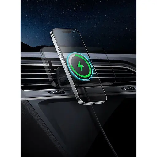 Автодержатель с беспроводной зарядкой Baseus CW01 Magnetic Wireless 15W Black (C40141001111-00) [143780] - фото 6