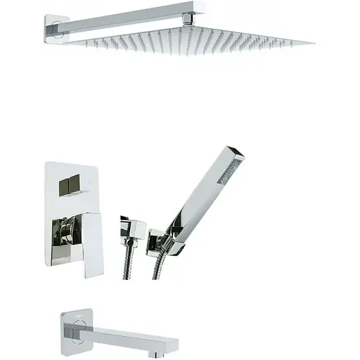 Душова система Rea Rainforce chrome з виливом + BOX прихованого монтажу REA-B0639KPL, Хром - фото 1