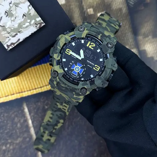 Наручний годинник чоловічий 004CMGRSBU СБУ Зелений камуфляж + Коробка. Patriot acs0031054 - фото 2