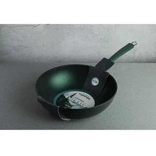 Сковорода WOK Pepper PR-2108-26 Emerald Titanium Pro 26x8 см (113294) - фото 2