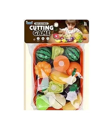 Продукты на липучке JQ 912-6, 13 элементов, овощи, фрукты, поднос, досточка, нож, в пакете (6974726400915) - фото 1