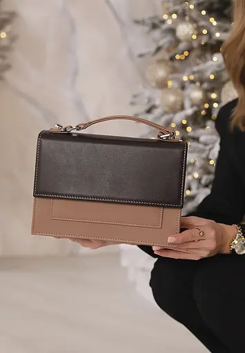 Жіноча шкіряна сумка Grace темно-коричневий/карамель - фото 8