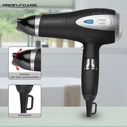 Фен Profi Care PC-HTD 3047 Black з іонізацією - фото 5