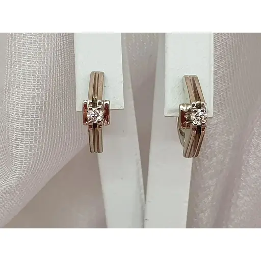 Золотые серьги с бриллиантами. 202248Б - фото 2