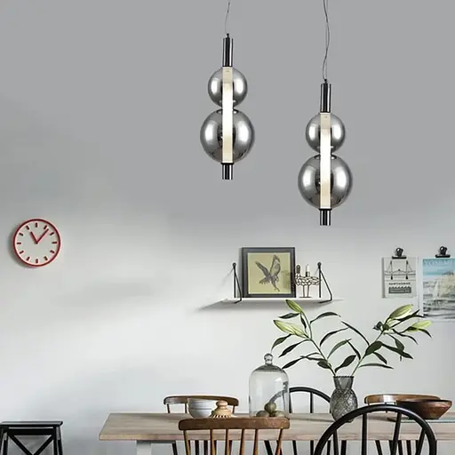 Чорний світлодіодний підвіс із 2-ма графітовими кульками 50 см | Line F | Арт. NO23/2 BK+GR - фото 5