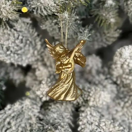 Новорічна підвіска MIS LT Янгол з бандурою малий 4х3,5х6 см золотий - фото 2