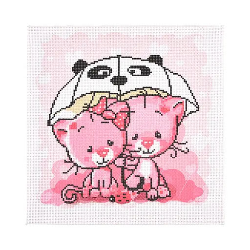 Набір для творчості Вишивка хрестиком Котики під парасолькою Strateg, AX-309