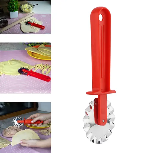Ніж ролик фігурний зубчастий для тіста та вирізання чебуреків Ø65х185 мм, Kitchette 83367 - фото 2
