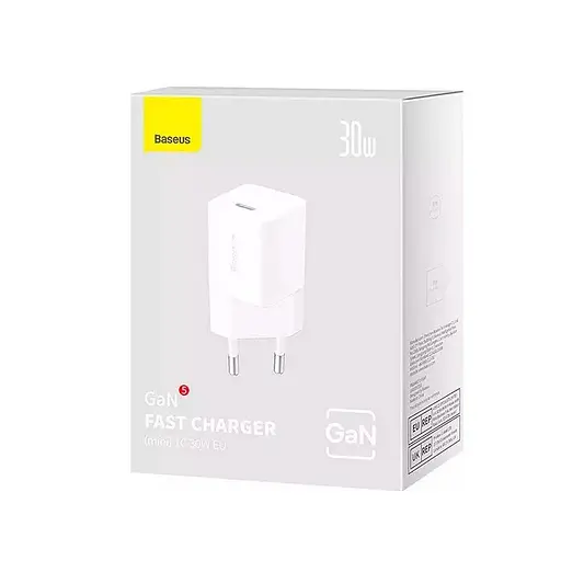 Мережевий зарядний пристрій Baseus GaN5 Fast Charger(mini) 1C 30W EU білий - фото 2