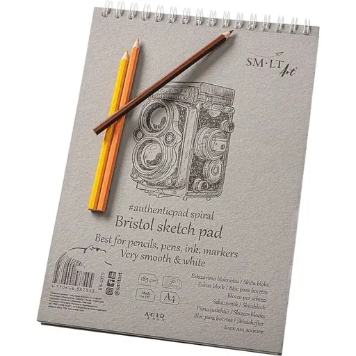 Альбом для эскизов на спирали SM-LT Art Authentic (Bristol) 185г/м2 50л белая и гладкая бумага - фото 1
