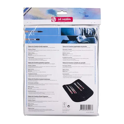 Набір пензлів для акварелі поні/синтетика кругла (№6, 10, 14) плоска (№8, 14) тканинний пенал Talens Art Creation - фото 2