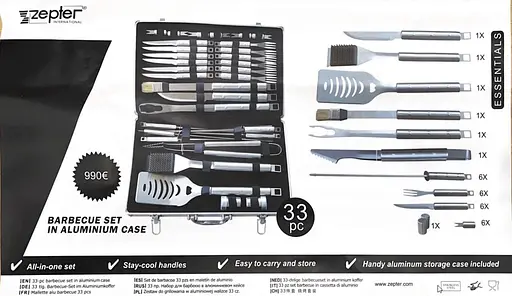 Набор для гриля и барбекю Zepter DN-33 – Для любителей BBQ – 33 предмета из нержавеющей стали в кейсе. - фото 7