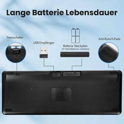 Бездротова Bluetooth-клавіатура Bnnwa з сенсорною панеллю, бездротова клавіатура для телевізора з сенсорним екраном Multi-Touch - фото 2