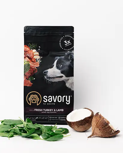 Сухий корм для собак середніх порід Savory Medium Breed rich in Fresh Turkey & Lamb зі свіжим м'ясом індички і ягняти 12 кг - фото 3