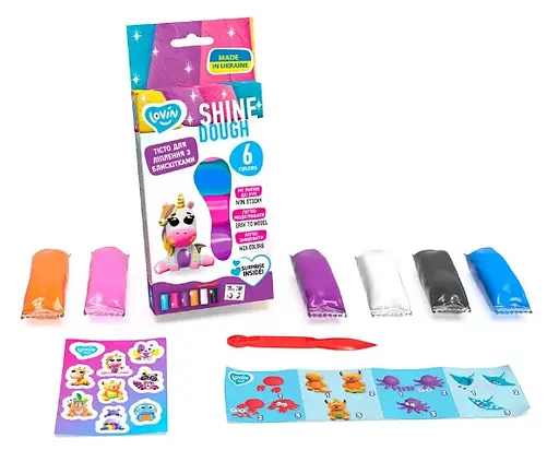 Набор для лепки с тестом, 6 цветов Shine Assorted, TM Lovin