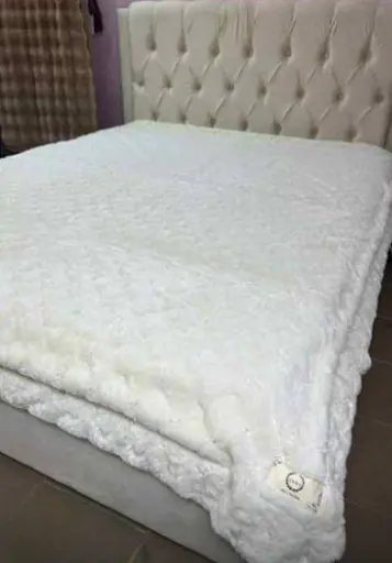 Покривало Шиншила Чисто білий, м'яке велюрове покривало 2.20 x 2.40 м для ліжка - фото 1