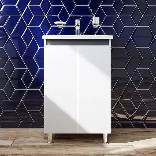 Тумба з умивальником AM.PM X-Joy підлогова 55 см 2 дверцята білий M85-FSX0551-WC0551WG38 Білий - фото 2