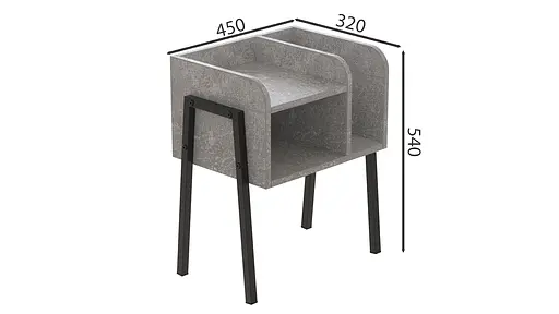 Тумба модульна Ferrum-decor Амелі 540x450x320 метал Чорний ДСП Бетон 16 мм (FRD-103010) - фото 2