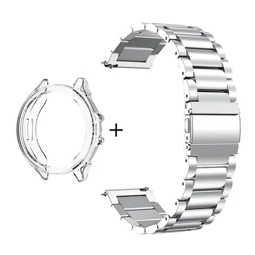 Комплект Tamister для годинника Xiaomi Watch 2Pro (бампер прозорий + ремінець Rolex design 22 мм сріблястий) - фото 2