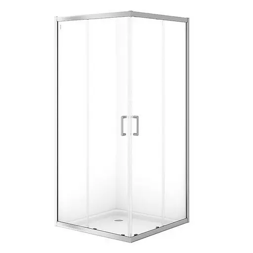 Душевая кабина Cersanit Brasco 90x90 см квадратная раздвижная прозрачное стекло без поддона хром S168-006, прозрачный, хром - фото 1