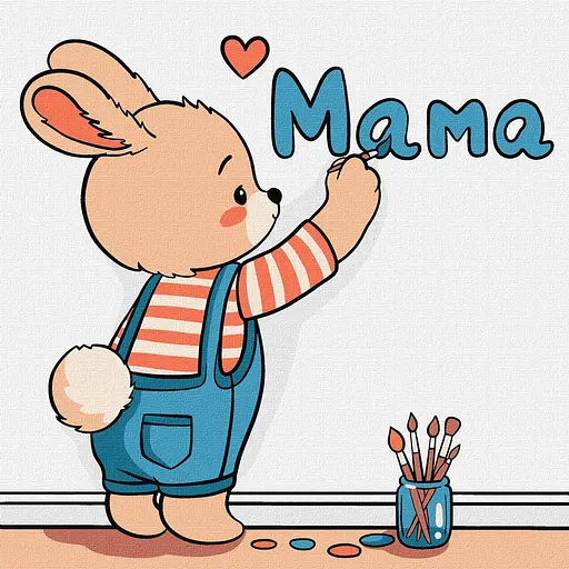 Набір для розпису по номерах для дітей 5+ Малюю слово МАМА, Ideyka, 25x25 см, КНО1238