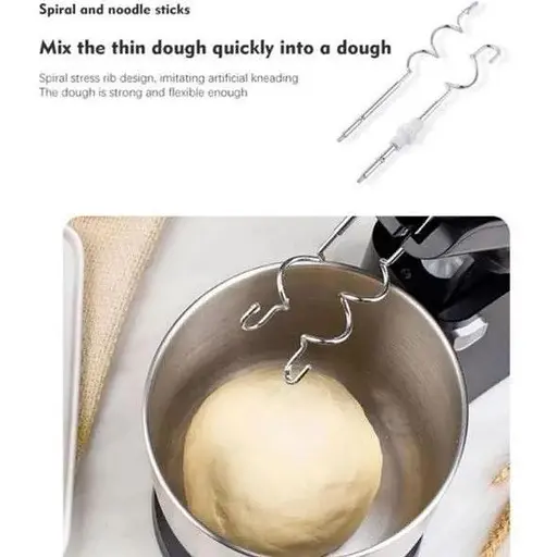 Стаціонарний міксер Bitek з металевою чашею 3.5л підставкою BT 6652 1000 Вт Чорний - фото 4