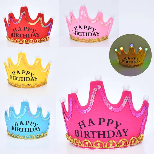 Аксессуар для волос корона Happy Birthday, свет 3 режима (в ассортименте) - фото 2