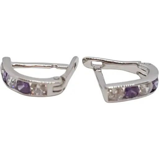Серебряные серьги Qvaliz с фианитами. 90200613 Сиреневый