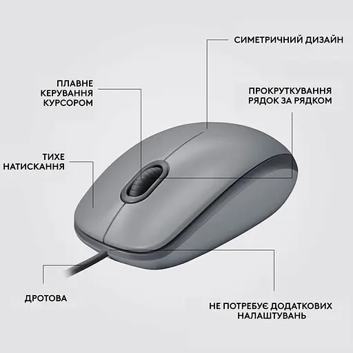 Миша Logitech M110 Silent-MID GRAY-USB-AKOYA - фото 9