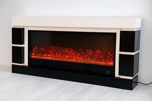 Електричний камін Logos Long 158 1500Вт Bluetooth звук потріскування дров Black with white (10080143)Электрический камин Logos Lon - фото 2