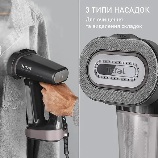 Tefal Відпарювач компактний Pure Force 3в1, 1800Вт, 180мл, постійна пара - 35гр, керам. підошва, чорно-рожевий - фото 9
