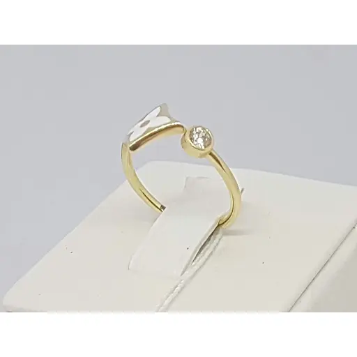 Золоте кільце Столична Ювелірна Фабрика з емаллю і фіанітом. 154216ЖЕБ 15,5 - фото 2