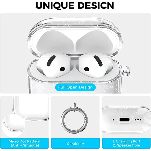 Чехол AhaStyle Silicone Case для Apple AirPods 4 Transparent Glitter (CP-WG164-CGR) [133822] - фото 3