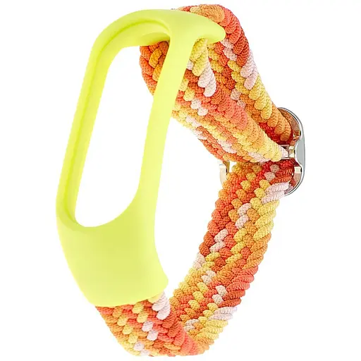 Ремешок Braided Buckle Enhanced Mi Band 3/4/5/6/7 Lime Оранжевый - фото 1