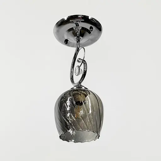 Серебряный светильник с цветочным узором на графитовом плафоне Ø20х32 см | Line F | Ст. 6368/1A CH+GR - фото 1