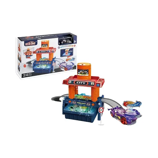 Автомойка с треком 660 S 102, меняющая цвет машинка, бак для воды, контейнер, аксессуары, наклейки - фото 2