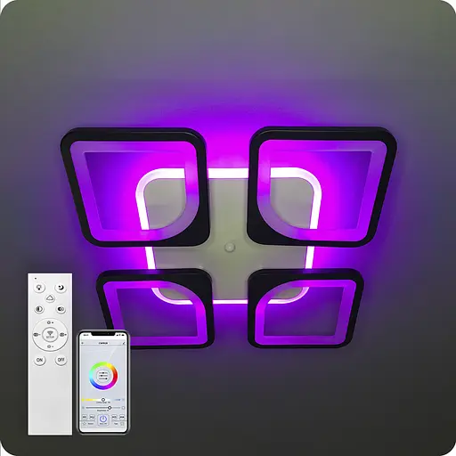 Люстра світлодіодна 517 Light 3color з пультом 96Вт Чорний (01188) - фото 10