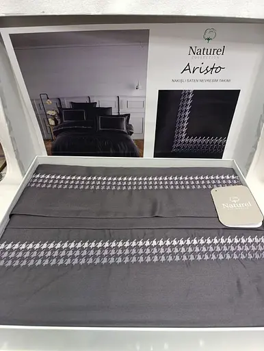 Постельное белье Naturel Aristo Grey Сатин с вышивкой Limasso pbe0051874 - фото 1